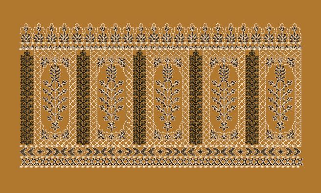 Golden Background And Vertical Lines Jacquard Border Embroidery Design