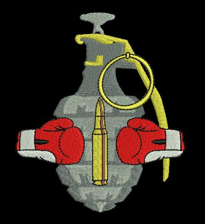 Grenade Bullet Boxing Gloves Embroidery Design