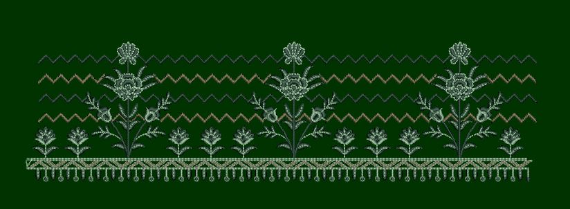 Layered Chevron and Floral Spire Border Embroidery Design