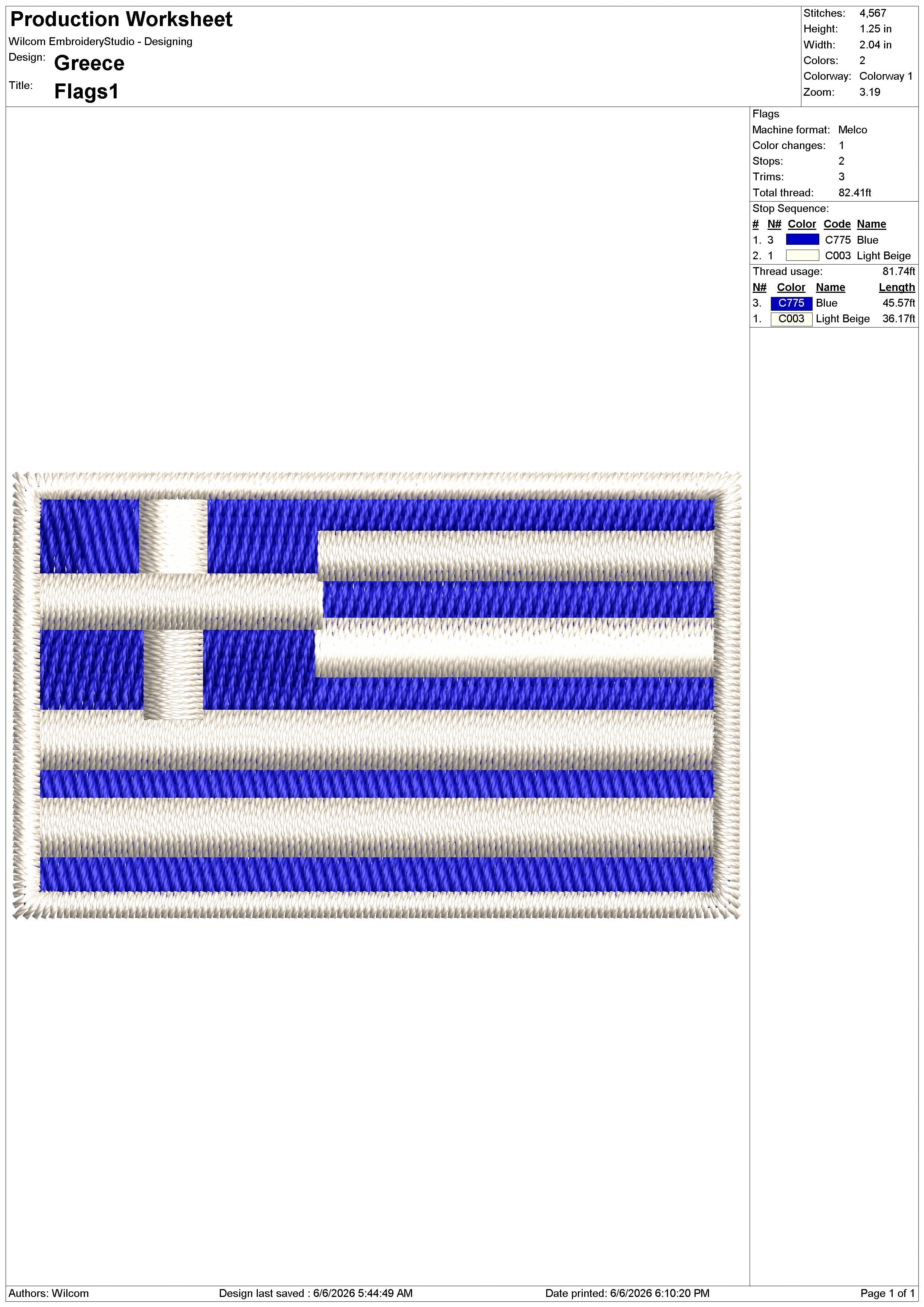Greece Embroidery Design