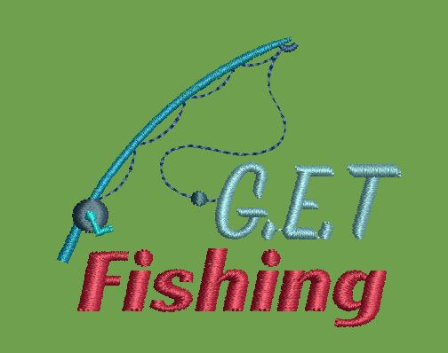 Angling Activity Text Logo Embroidery Design