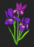Iris Flowers Purple Embroidery Design