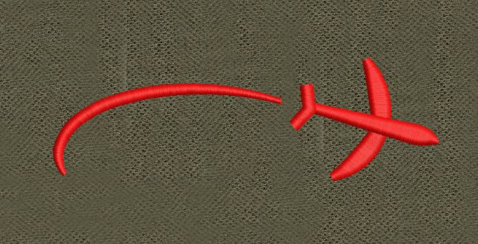 Airplane Split Red Embroidery Design