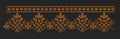 Black Amber Crown Floral Hem Border Black & Dark Amber Embroidery Design