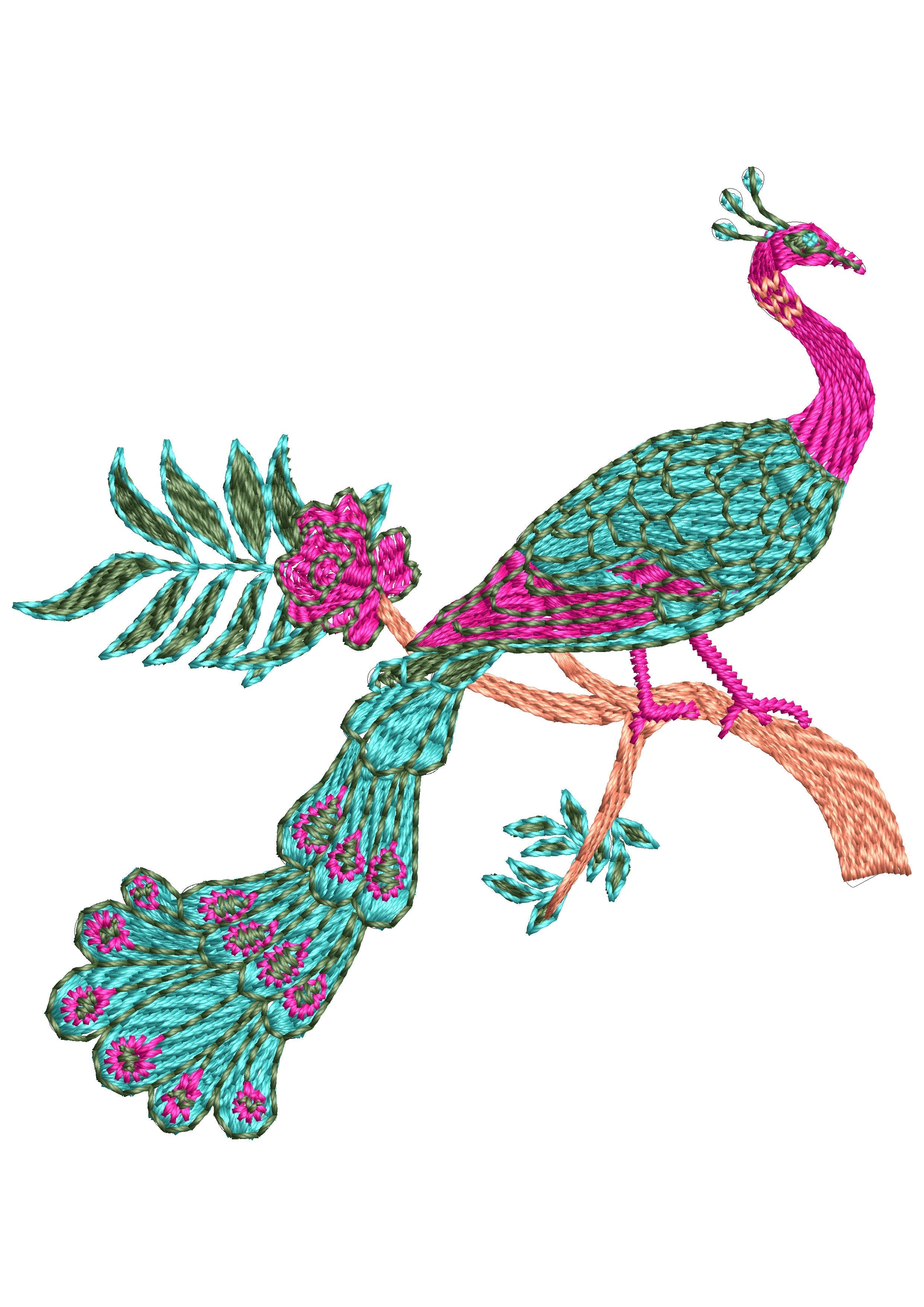 Pecock Embroidery Design