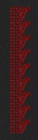 Vertical Paisley Side Border Black & Red Embroidery Design