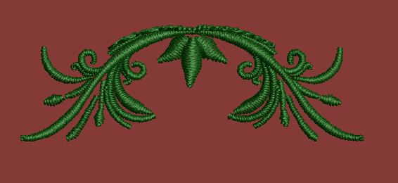 Symmetrical Foliage Scrollwork Embroidery Design