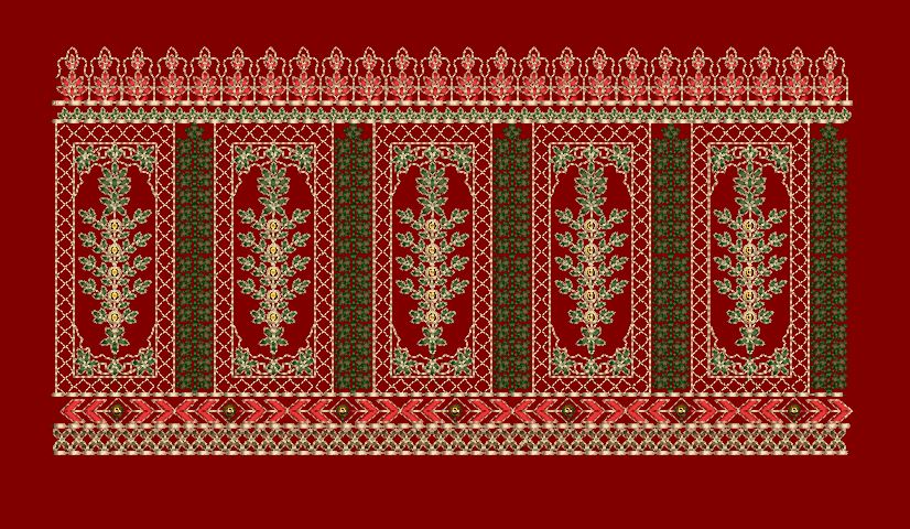 Arched Palace Tree Border Embroidery Design