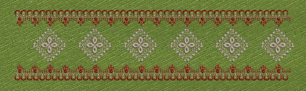 Floral Jacquard Woven Red & Green Embroidery Design