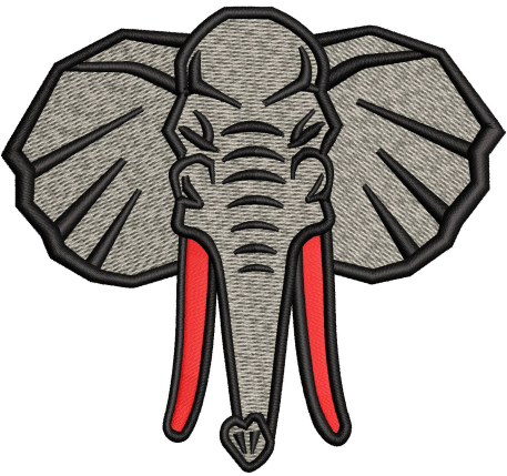 Elephant Face Embroidery Design