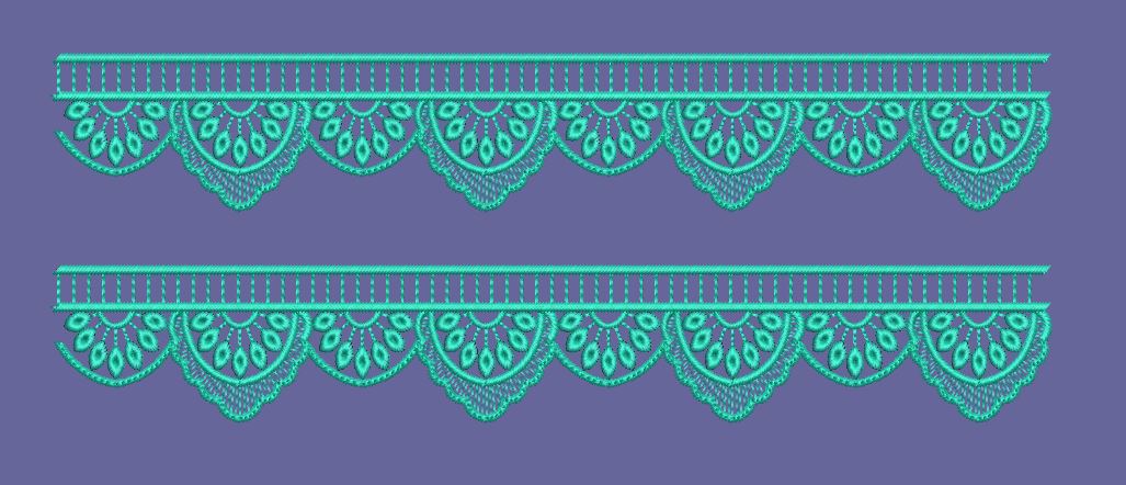 Scallop Lace Turquoise Border Embroidery Design