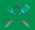 Culinary Flame and Utensil Emblem Embroidery Design