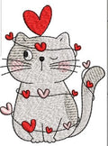 Cat With Heart Embroidery Design