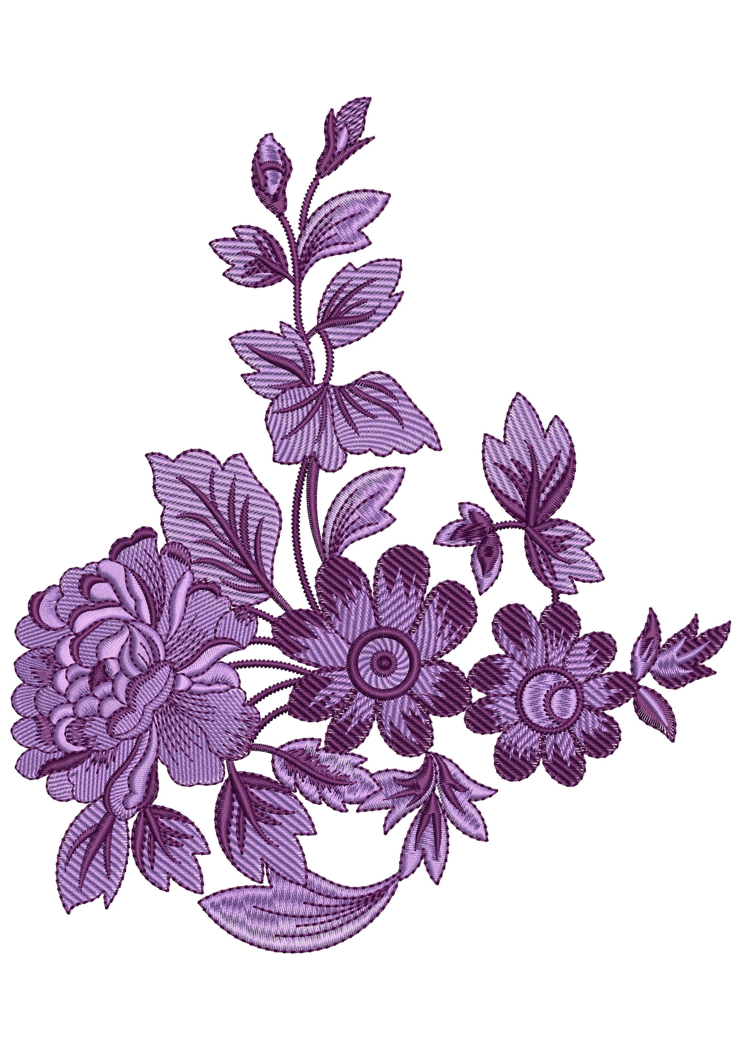 Purple Flower Embroidery Design