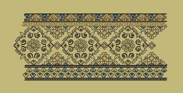 Geometric Floral Tapestry Embroidery Design