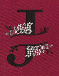 Floral Split Letter J Monogram Black & White Embroidery Design