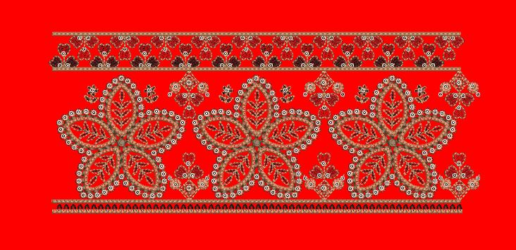 Five Petal Star Blossom Border Embroidery Design