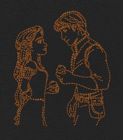 Romantic Couple Copper Outline Embroidery Design