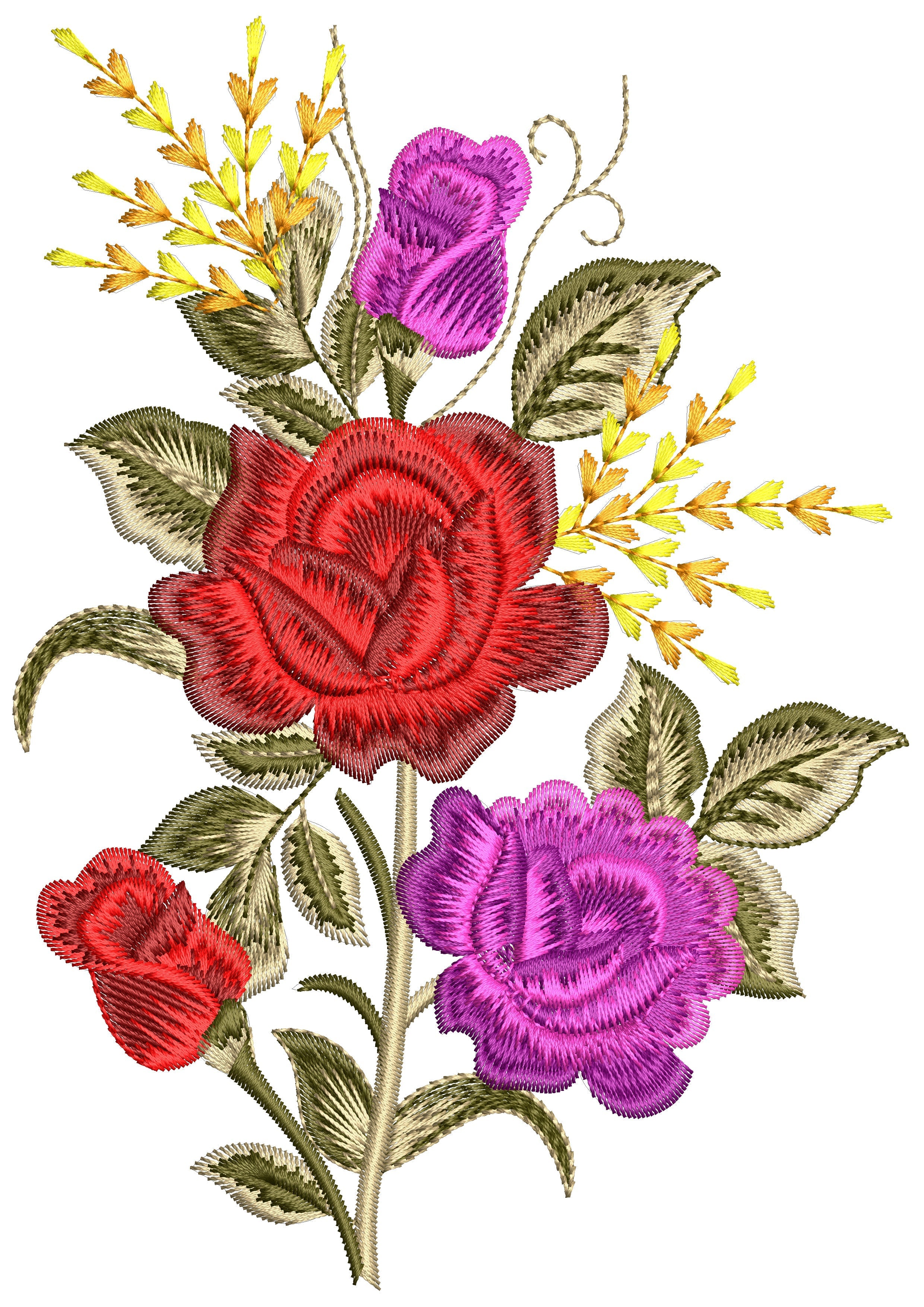 Bunch Of Flower Embroidery Design