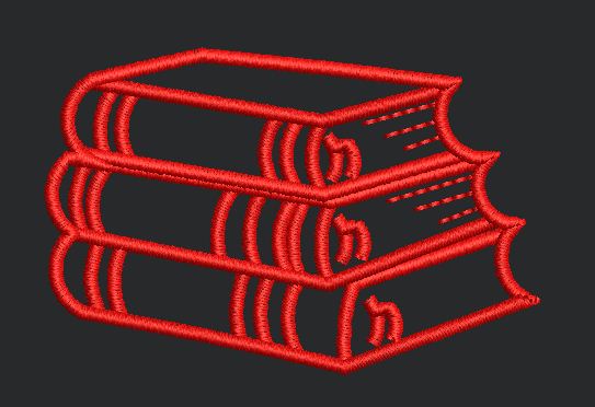 Books Art In Red Embroidery Design