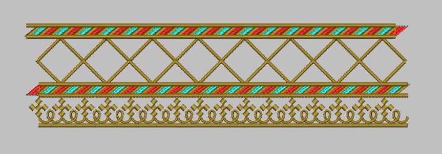 Lattice and Cross Stitch Geometric Border Embroidery Design