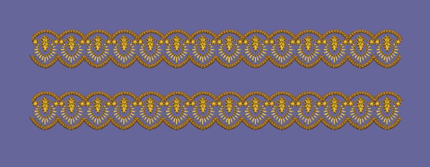Golden Scalloped Lace Border Embroidery Design