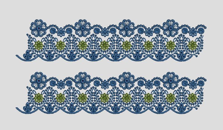Double Layered Floral Lace Border Embroidery Design