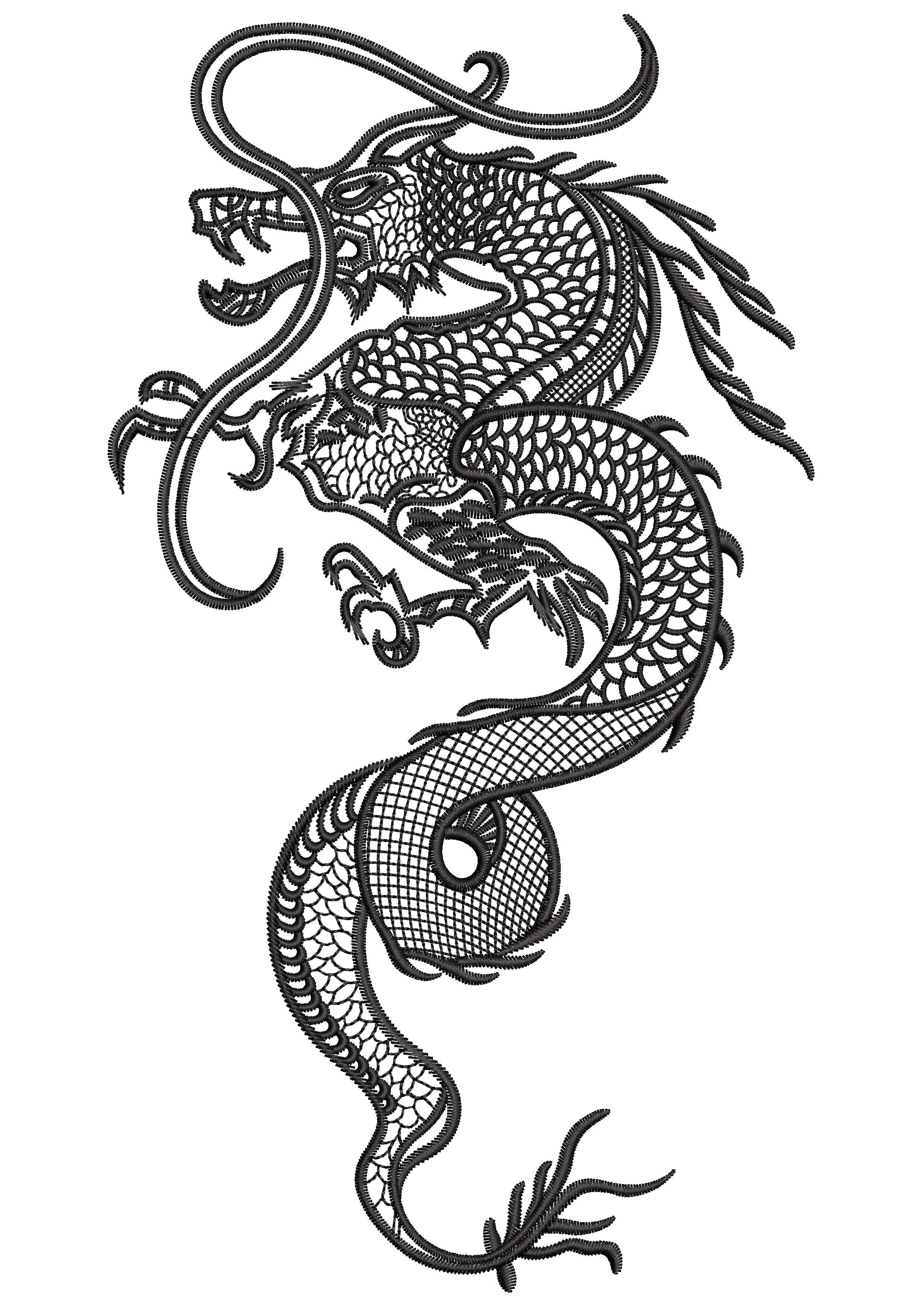 Snake Dragon Embroidery Design