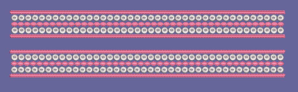 Parallel Pink and Cream Beaded Border Embroidery Design