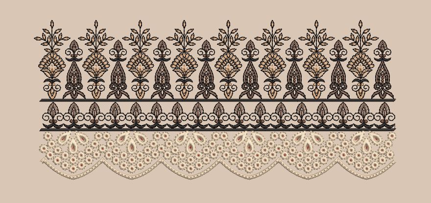Fleur De Lis Spire Border Embroidery Design