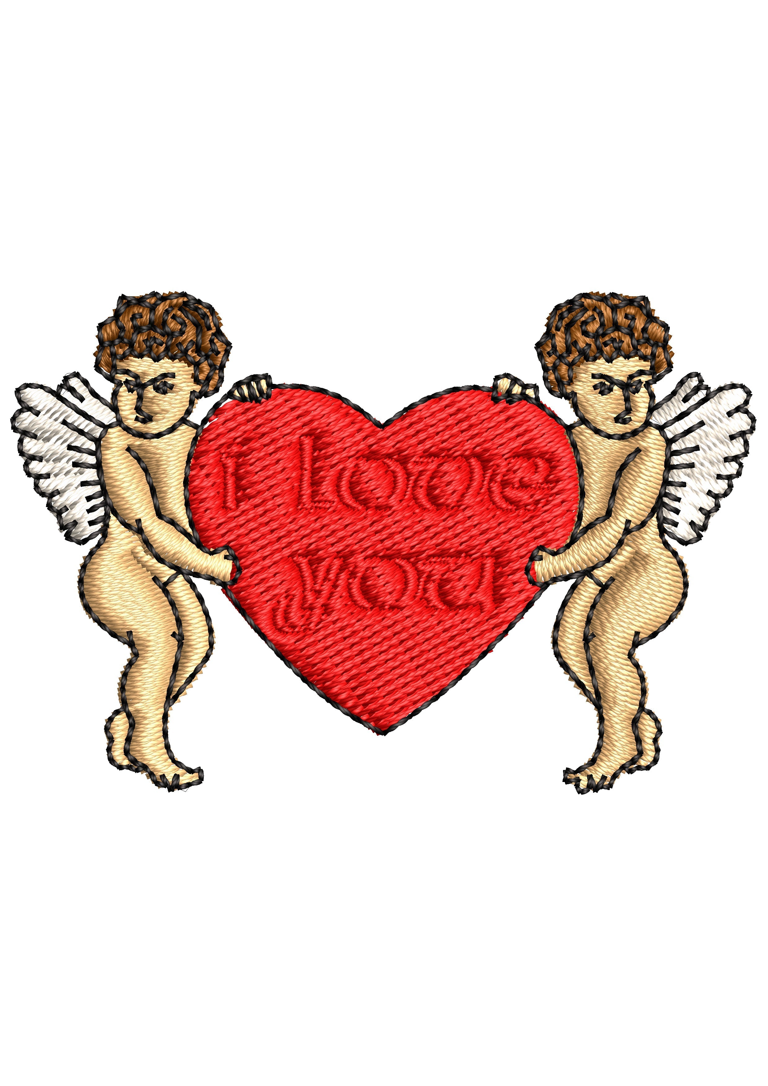 Cherubs Embroidery Design