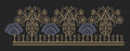 Black Gold Tulip Peacock Hem Border Black Gold & Slate Blue Embroidery Design