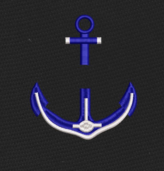 Marine Anchor Royal Blue & White Embroidery Design