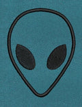 Teal Black Alien Face Outline Embroidery Design