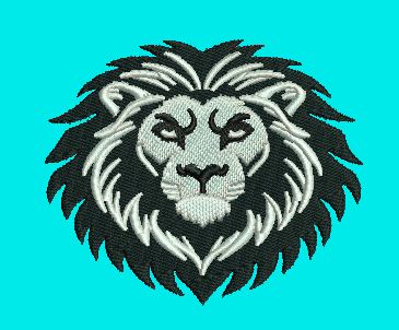 Lion Head White And Black Embroidery Design