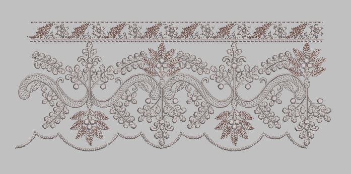 Delicate Leafy Scalloped Border Embroidery Design