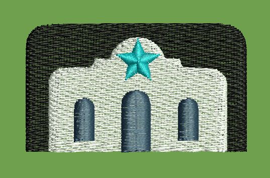 Star Topped Archway Facade Emblem Embroidery Design