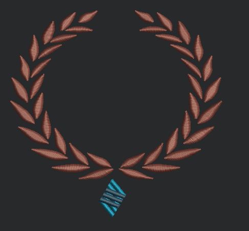 Laurel Wreath Pendant Emblem Embroidery Design
