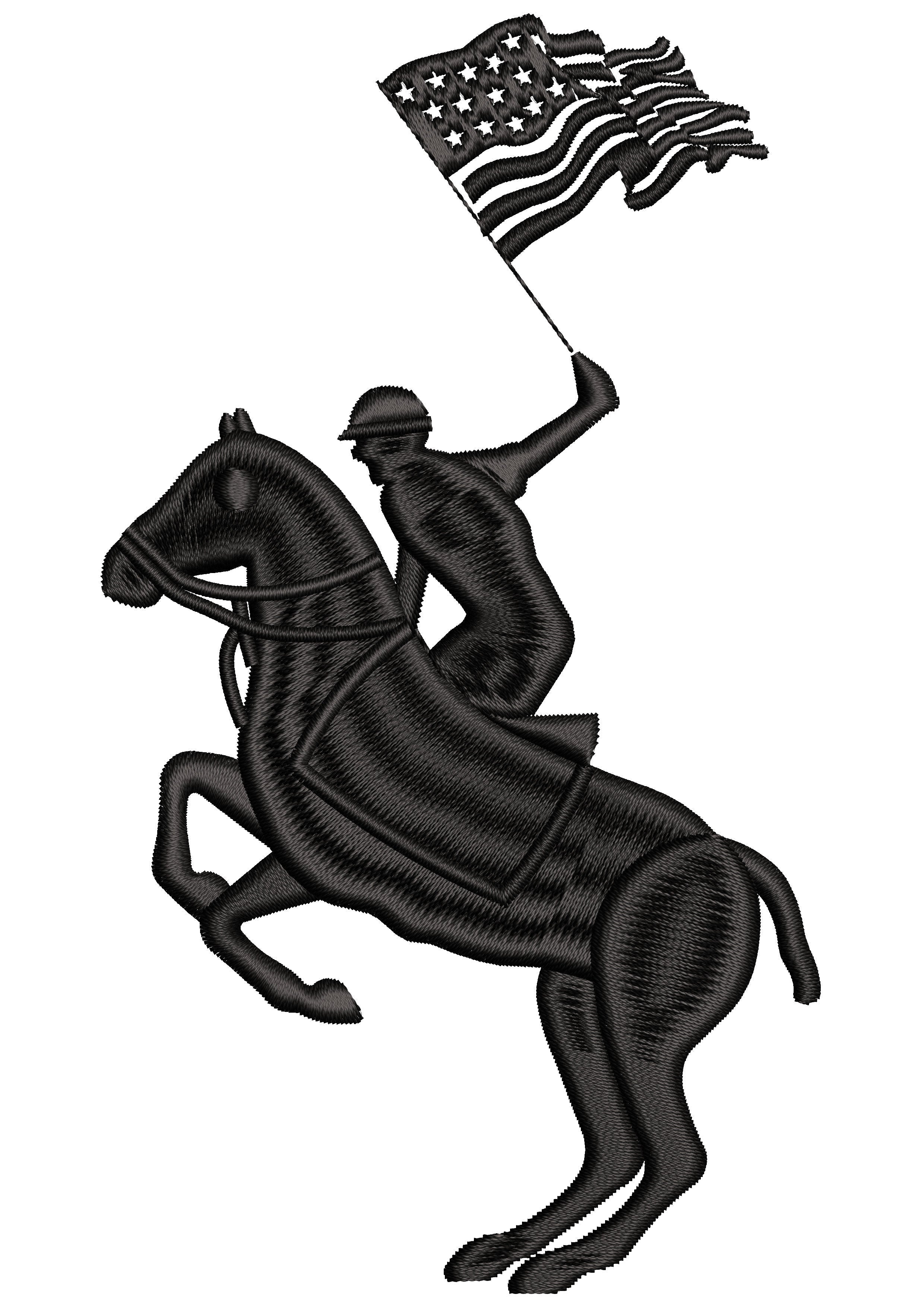 Flag Horse Rider Embroidery Design
