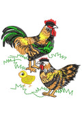 Hen Family Embroidery Design