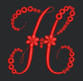 Floral Red Colour Embroidery Design