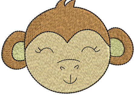 Monkey Face Embroidery Design
