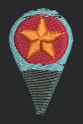 Orange Star Location Pin Embroidery Design