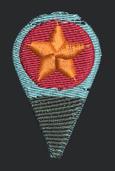 Orange Star Location Pin Embroidery Design
