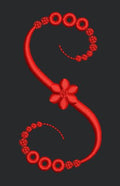 Floral Red Colour Embroidery Design