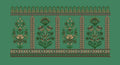 Paneled Floral Shrub Border Embroidery Design