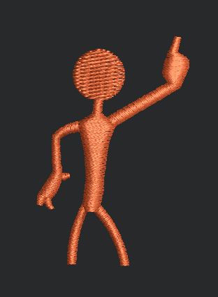 Pointing Stick Figure Embroidery Design