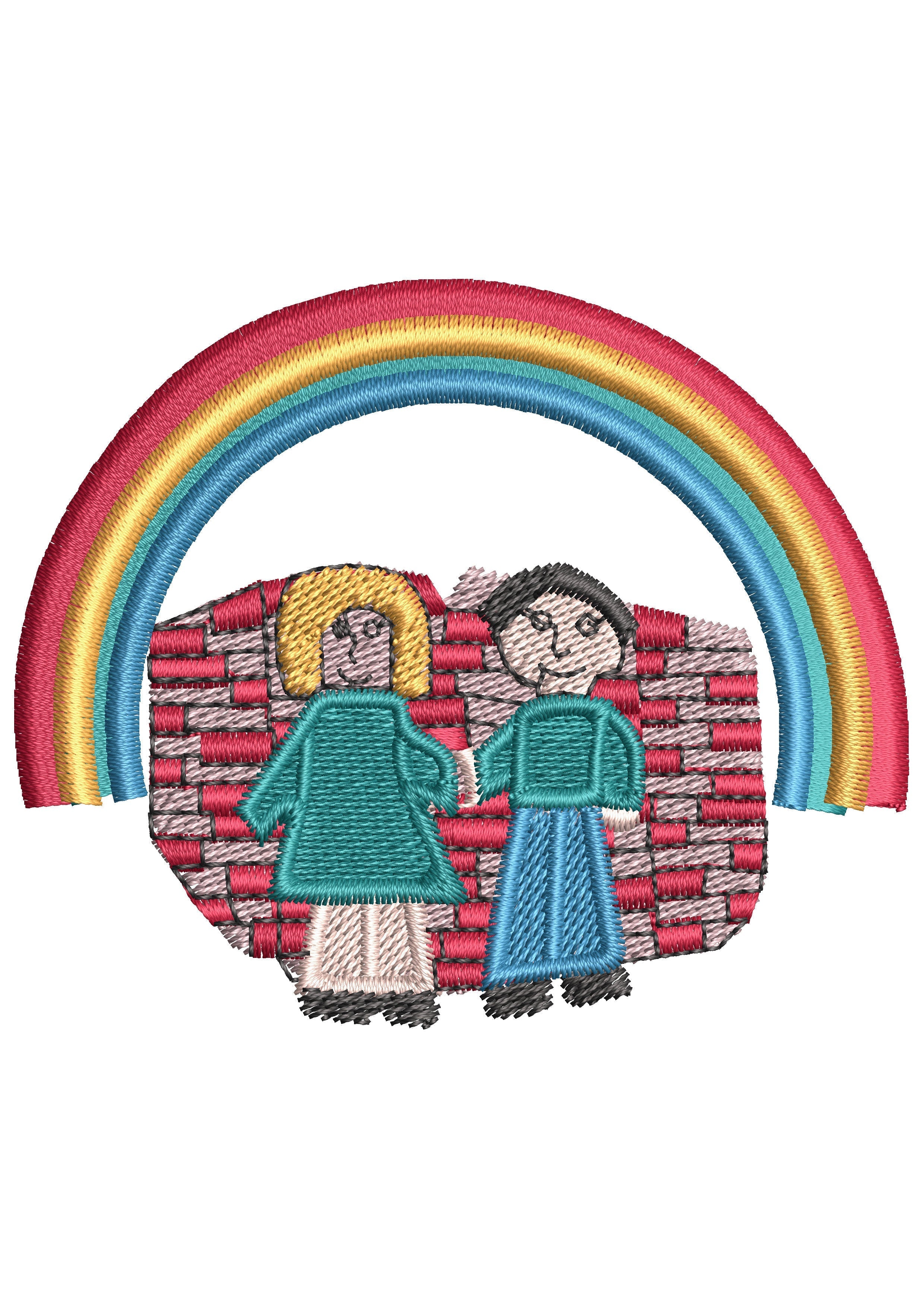 Rainbow Couple Embroidery Design