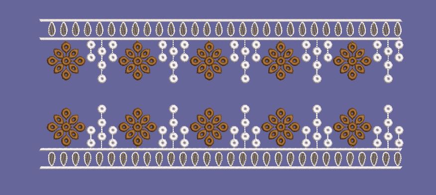 Geometric Floral Tassel Border Embroidery Design