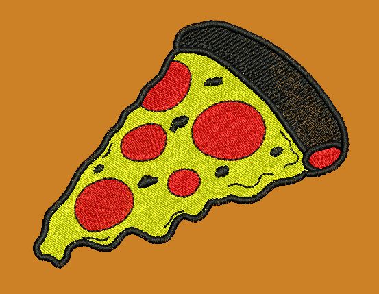 Pizza Slice Emblem Embroidery Design